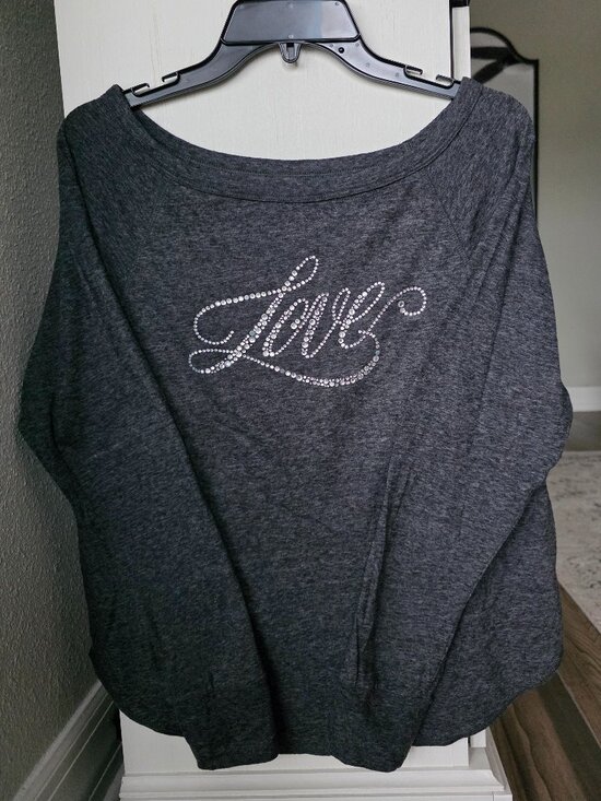 Victoria's Secret Other - Victoria's Secret Bedazzled "Love" Long-Sleeve Lounge/Sleep Shirt